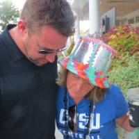 Two people looking at map